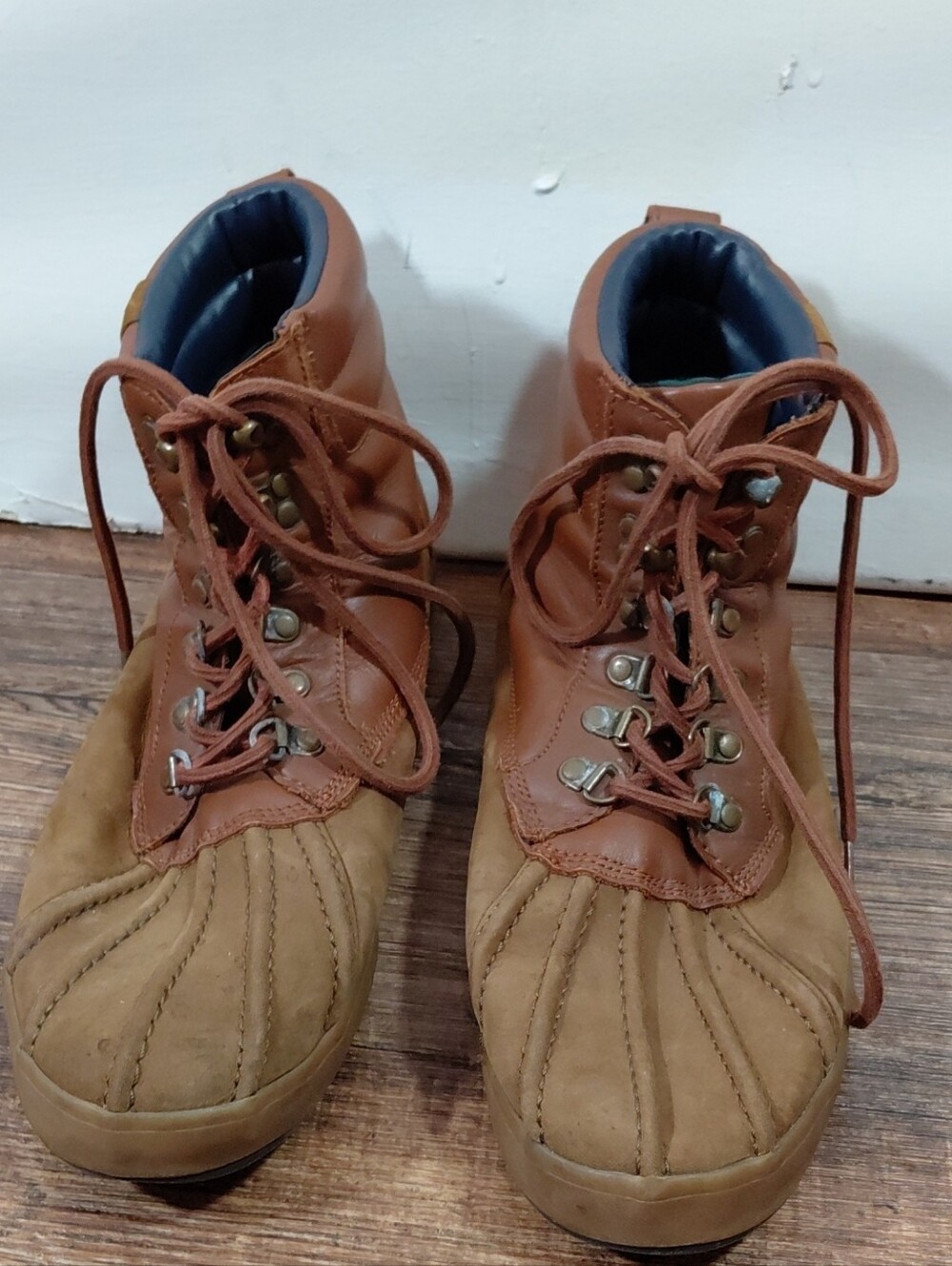 Ralph Lauren Polo Reginald Men's Two-Tone Brown Leather Lace-Up Outdoor Boots 11